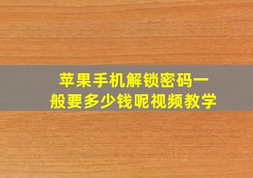 苹果手机解锁密码一般要多少钱呢视频教学