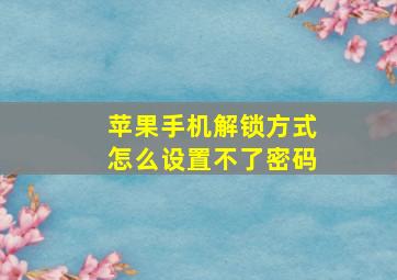 苹果手机解锁方式怎么设置不了密码