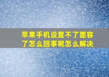 苹果手机设置不了面容了怎么回事呢怎么解决