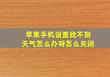 苹果手机设置找不到天气怎么办呀怎么关闭