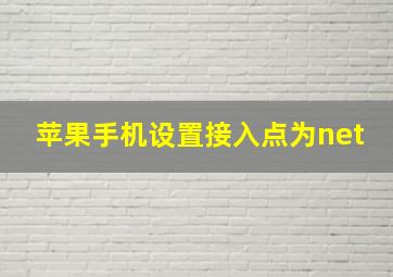 苹果手机设置接入点为net