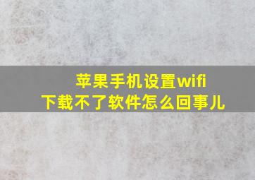 苹果手机设置wifi下载不了软件怎么回事儿