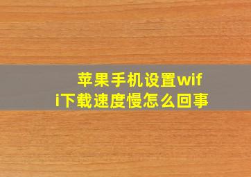 苹果手机设置wifi下载速度慢怎么回事