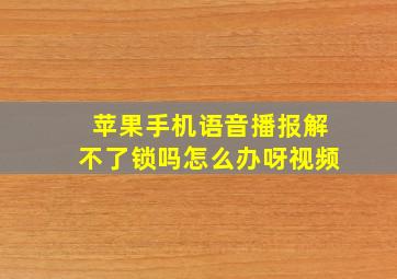 苹果手机语音播报解不了锁吗怎么办呀视频