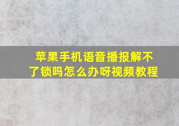 苹果手机语音播报解不了锁吗怎么办呀视频教程