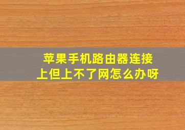 苹果手机路由器连接上但上不了网怎么办呀