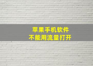 苹果手机软件不能用流量打开