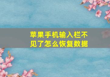 苹果手机输入栏不见了怎么恢复数据