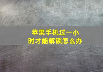 苹果手机过一小时才能解锁怎么办