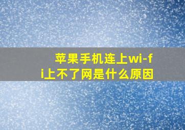 苹果手机连上wi-fi上不了网是什么原因