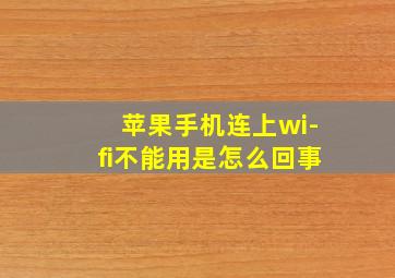 苹果手机连上wi-fi不能用是怎么回事