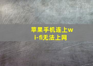 苹果手机连上wi-fi无法上网