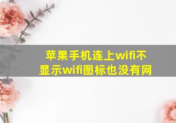 苹果手机连上wifi不显示wifi图标也没有网