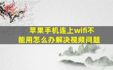 苹果手机连上wifi不能用怎么办解决视频问题