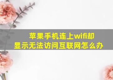 苹果手机连上wifi却显示无法访问互联网怎么办