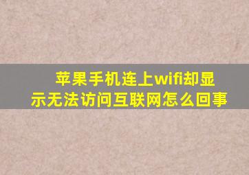 苹果手机连上wifi却显示无法访问互联网怎么回事