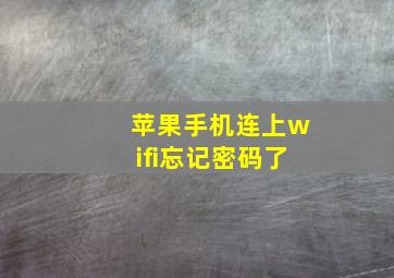 苹果手机连上wifi忘记密码了