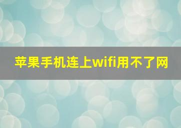 苹果手机连上wifi用不了网