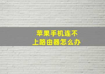 苹果手机连不上路由器怎么办