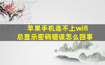 苹果手机连不上wifi总显示密码错误怎么回事