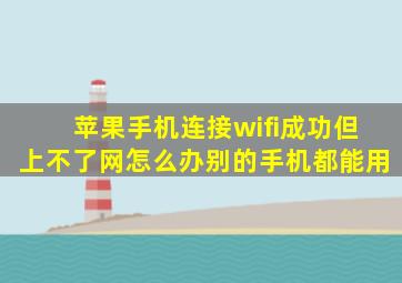 苹果手机连接wifi成功但上不了网怎么办别的手机都能用