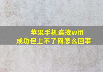 苹果手机连接wifi成功但上不了网怎么回事