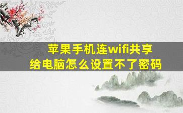 苹果手机连wifi共享给电脑怎么设置不了密码