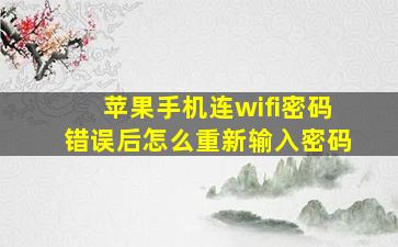 苹果手机连wifi密码错误后怎么重新输入密码