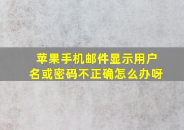 苹果手机邮件显示用户名或密码不正确怎么办呀