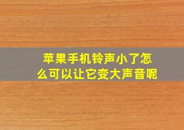 苹果手机铃声小了怎么可以让它变大声音呢