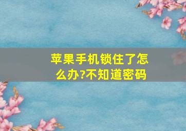 苹果手机锁住了怎么办?不知道密码