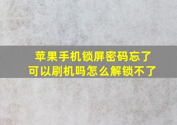 苹果手机锁屏密码忘了可以刷机吗怎么解锁不了