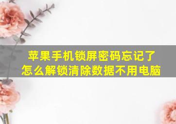 苹果手机锁屏密码忘记了怎么解锁清除数据不用电脑