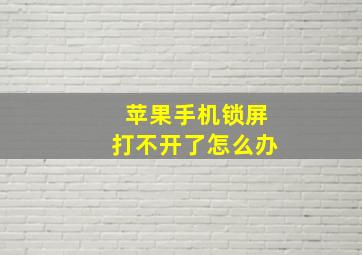 苹果手机锁屏打不开了怎么办