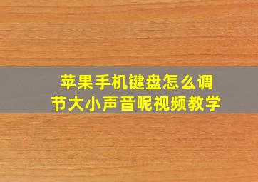 苹果手机键盘怎么调节大小声音呢视频教学