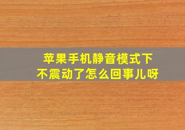 苹果手机静音模式下不震动了怎么回事儿呀