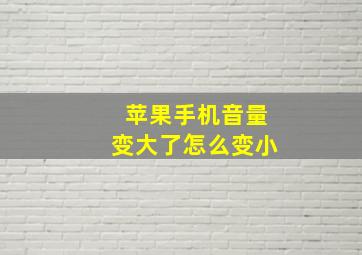 苹果手机音量变大了怎么变小