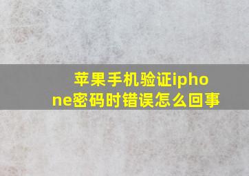 苹果手机验证iphone密码时错误怎么回事