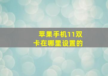 苹果手机11双卡在哪里设置的