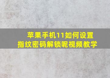 苹果手机11如何设置指纹密码解锁呢视频教学