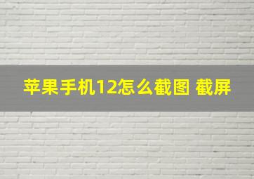 苹果手机12怎么截图 截屏