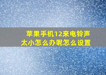 苹果手机12来电铃声太小怎么办呢怎么设置