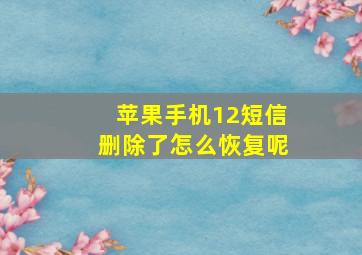 苹果手机12短信删除了怎么恢复呢