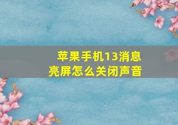 苹果手机13消息亮屏怎么关闭声音