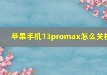 苹果手机13promax怎么关机