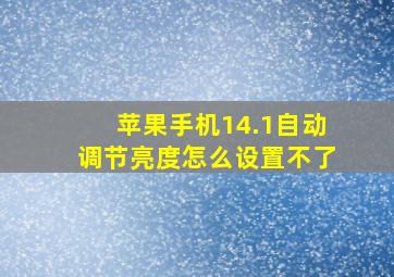 苹果手机14.1自动调节亮度怎么设置不了