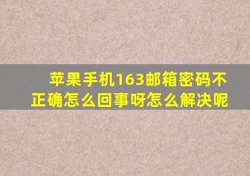 苹果手机163邮箱密码不正确怎么回事呀怎么解决呢