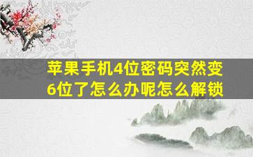 苹果手机4位密码突然变6位了怎么办呢怎么解锁