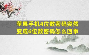 苹果手机4位数密码突然变成6位数密码怎么回事