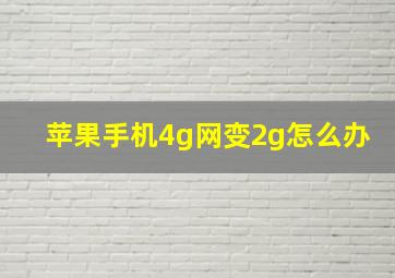 苹果手机4g网变2g怎么办